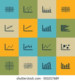 Set Of Graphs, Diagrams And Statistics Icons. Premium Quality Symbol Collection. Icons Can Be Used For Web, App And UI Design. Vector Illustration, EPS10.