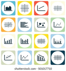 Set Of Graphs, Diagrams And Statistics Icons. Premium Quality Symbol Collection. Icons Can Be Used For Web, App And UI Design. Vector Illustration, EPS10.