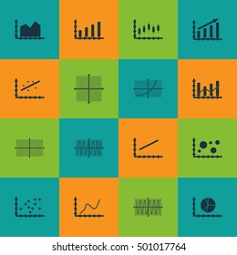 Set Of Graphs, Diagrams And Statistics Icons. Premium Quality Symbol Collection. Icons Can Be Used For Web, App And UI Design. Vector Illustration, EPS10.