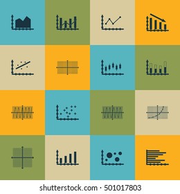 Set Of Graphs, Diagrams And Statistics Icons. Premium Quality Symbol Collection. Icons Can Be Used For Web, App And UI Design. Vector Illustration, EPS10.