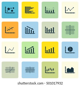 Set Of Graphs, Diagrams And Statistics Icons. Premium Quality Symbol Collection. Icons Can Be Used For Web, App And UI Design. Vector Illustration, EPS10.