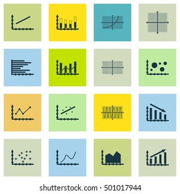 Set Of Graphs, Diagrams And Statistics Icons. Premium Quality Symbol Collection. Icons Can Be Used For Web, App And UI Design. Vector Illustration, EPS10.