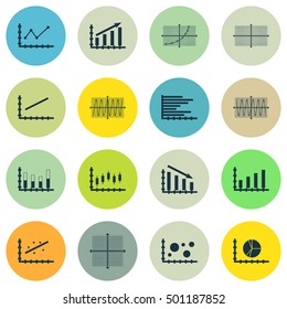 Set Of Graphs, Diagrams And Statistics Icons. Premium Quality Symbol Collection. Icons Can Be Used For Web, App And UI Design. Vector Illustration, EPS10.