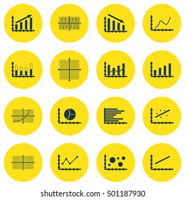 Set Of Graphs, Diagrams And Statistics Icons. Premium Quality Symbol Collection