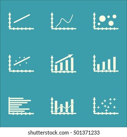 Set Of Graphs, Diagrams And Statistics Icons. Premium Quality Symbol Collection. Icons Can Be Used For Web, App And UI Design. Vector Illustration, EPS10.