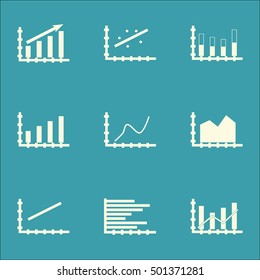 Set Of Graphs, Diagrams And Statistics Icons. Premium Quality Symbol Collection. Icons Can Be Used For Web, App And UI Design. Vector Illustration, EPS10.