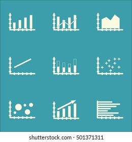 Set Of Graphs, Diagrams And Statistics Icons. Premium Quality Symbol Collection. Icons Can Be Used For Web, App And UI Design. Vector Illustration, EPS10.