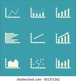 Set Of Graphs, Diagrams And Statistics Icons. Premium Quality Symbol Collection. Icons Can Be Used For Web, App And UI Design. Vector Illustration, EPS10.