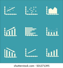 Set Of Graphs, Diagrams And Statistics Icons. Premium Quality Symbol Collection. Icons Can Be Used For Web, App And UI Design. Vector Illustration, EPS10.