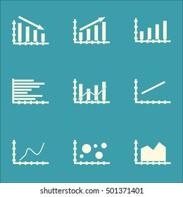 Set Of Graphs, Diagrams And Statistics Icons. Premium Quality Symbol Collection. Icons Can Be Used For Web, App And UI Design. Vector Illustration, EPS10.