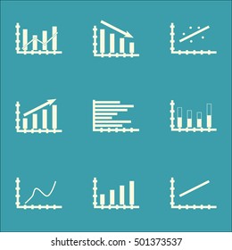 Set Of Graphs, Diagrams And Statistics Icons. Premium Quality Symbol Collection. Icons Can Be Used For Web, App And UI Design. Vector Illustration, EPS10.