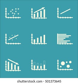 Set Of Graphs, Diagrams And Statistics Icons. Premium Quality Symbol Collection. Icons Can Be Used For Web, App And UI Design. Vector Illustration, EPS10.