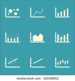 Set Of Graphs, Diagrams And Statistics Icons. Premium Quality Symbol Collection. Icons Can Be Used For Web, App And UI Design. Vector Illustration, EPS10.