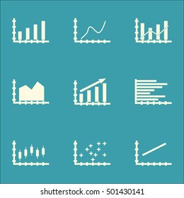 Set Of Graphs, Diagrams And Statistics Icons. Premium Quality Symbol Collection. Icons Can Be Used For Web, App And UI Design. Vector Illustration, EPS10.
