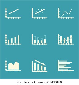 Set Of Graphs, Diagrams And Statistics Icons. Premium Quality Symbol Collection. Icons Can Be Used For Web, App And UI Design. Vector Illustration, EPS10.