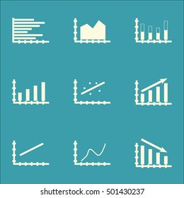 Set Of Graphs, Diagrams And Statistics Icons. Premium Quality Symbol Collection. Icons Can Be Used For Web, App And UI Design. Vector Illustration, EPS10.