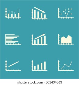 Set Of Graphs, Diagrams And Statistics Icons. Premium Quality Symbol Collection. Icons Can Be Used For Web, App And UI Design. Vector Illustration, EPS10.