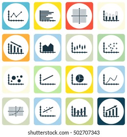 Set Of Graphs, Diagrams And Statistics Icons. Premium Quality Symbol Collection. Icons Can Be Used For Web, App And UI Design. Vector Illustration, EPS10.