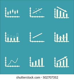 Set Of Graphs, Diagrams And Statistics Icons. Premium Quality Symbol Collection. Icons Can Be Used For Web, App And UI Design. Vector Illustration, EPS10.