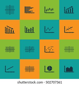 Set Of Graphs, Diagrams And Statistics Icons. Premium Quality Symbol Collection. Icons Can Be Used For Web, App And UI Design. Vector Illustration, EPS10.