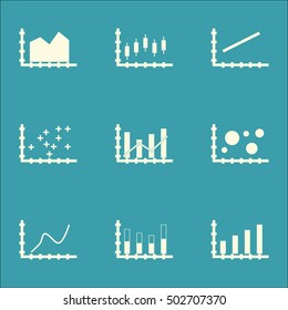 Set Of Graphs, Diagrams And Statistics Icons. Premium Quality Symbol Collection. Icons Can Be Used For Web, App And UI Design. Vector Illustration, EPS10.
