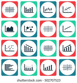 Set Of Graphs, Diagrams And Statistics Icons. Premium Quality Symbol Collection. Icons Can Be Used For Web, App And UI Design. Vector Illustration, EPS10.