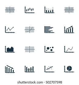 Set Of Graphs, Diagrams And Statistics Icons. Premium Quality Symbol Collection. Icons Can Be Used For Web, App And UI Design. Vector Illustration, EPS10.