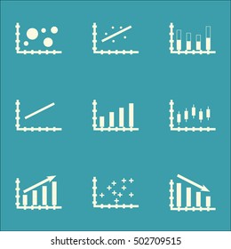 Set Of Graphs, Diagrams And Statistics Icons. Premium Quality Symbol Collection. Icons Can Be Used For Web, App And UI Design. Vector Illustration, EPS10.