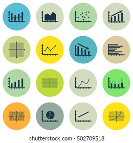 Set Of Graphs, Diagrams And Statistics Icons. Premium Quality Symbol Collection. Icons Can Be Used For Web, App And UI Design. Vector Illustration, EPS10.
