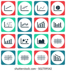 Set Of Graphs, Diagrams And Statistics Icons. Premium Quality Symbol Collection. Icons Can Be Used For Web, App And UI Design. Vector Illustration, EPS10.