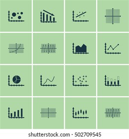 Set Of Graphs, Diagrams And Statistics Icons. Premium Quality Symbol Collection. Icons Can Be Used For Web, App And UI Design. Vector Illustration, EPS10.