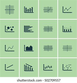 Set Of Graphs, Diagrams And Statistics Icons. Premium Quality Symbol Collection. Icons Can Be Used For Web, App And UI Design. Vector Illustration, EPS10.
