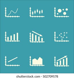 Set Of Graphs, Diagrams And Statistics Icons. Premium Quality Symbol Collection. Icons Can Be Used For Web, App And UI Design. Vector Illustration, EPS10.