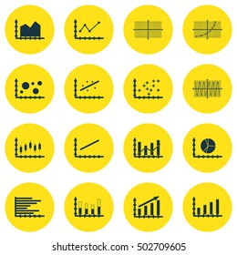 Set Of Graphs, Diagrams And Statistics Icons. Premium Quality Symbol Collection. Icons Can Be Used For Web, App And UI Design. Vector Illustration, EPS10.
