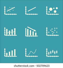 Set Of Graphs, Diagrams And Statistics Icons. Premium Quality Symbol Collection. Icons Can Be Used For Web, App And UI Design. Vector Illustration, EPS10.