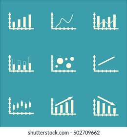 Set Of Graphs, Diagrams And Statistics Icons. Premium Quality Symbol Collection. Icons Can Be Used For Web, App And UI Design. Vector Illustration, EPS10.