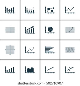 Set Of Graphs, Diagrams And Statistics Icons. Premium Quality Symbol Collection. Icons Can Be Used For Web, App And UI Design. Vector Illustration, EPS10.