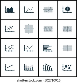 Set Of Graphs, Diagrams And Statistics Icons. Premium Quality Symbol Collection. Icons Can Be Used For Web, App And UI Design. Vector Illustration, EPS10.