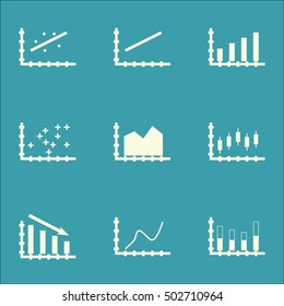 Set Of Graphs, Diagrams And Statistics Icons. Premium Quality Symbol Collection. Icons Can Be Used For Web, App And UI Design. Vector Illustration, EPS10.