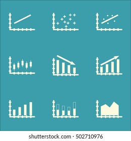 Set Of Graphs, Diagrams And Statistics Icons. Premium Quality Symbol Collection. Icons Can Be Used For Web, App And UI Design. Vector Illustration, EPS10.