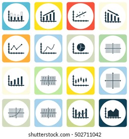 Set Of Graphs, Diagrams And Statistics Icons. Premium Quality Symbol Collection. Icons Can Be Used For Web, App And UI Design. Vector Illustration, EPS10.