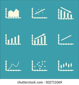 Set Of Graphs, Diagrams And Statistics Icons. Premium Quality Symbol Collection. Icons Can Be Used For Web, App And UI Design. Vector Illustration, EPS10.