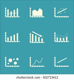 Set Of Graphs, Diagrams And Statistics Icons. Premium Quality Symbol Collection. Icons Can Be Used For Web, App And UI Design. Vector Illustration, EPS10.