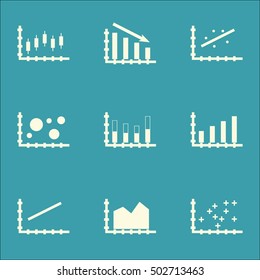 Set Of Graphs, Diagrams And Statistics Icons. Premium Quality Symbol Collection. Icons Can Be Used For Web, App And UI Design. Vector Illustration, EPS10.