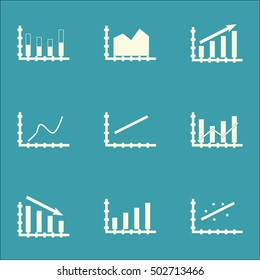 Set Of Graphs, Diagrams And Statistics Icons. Premium Quality Symbol Collection. Icons Can Be Used For Web, App And UI Design. Vector Illustration, EPS10.