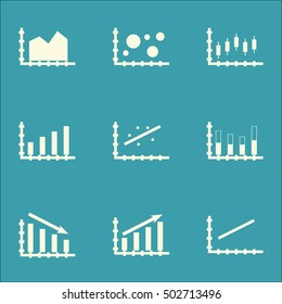 Set Of Graphs, Diagrams And Statistics Icons. Premium Quality Symbol Collection. Icons Can Be Used For Web, App And UI Design. Vector Illustration, EPS10.