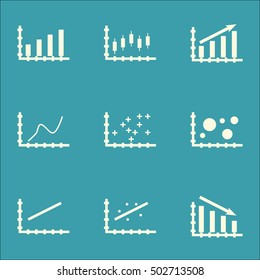 Set Of Graphs, Diagrams And Statistics Icons. Premium Quality Symbol Collection. Icons Can Be Used For Web, App And UI Design. Vector Illustration, EPS10.