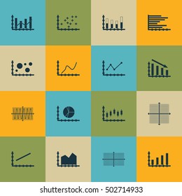 Set Of Graphs, Diagrams And Statistics Icons. Premium Quality Symbol Collection. Icons Can Be Used For Web, App And UI Design. Vector Illustration, EPS10.