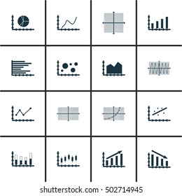 Set Of Graphs, Diagrams And Statistics Icons. Premium Quality Symbol Collection. Icons Can Be Used For Web, App And UI Design. Vector Illustration, EPS10.