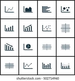 Set Of Graphs, Diagrams And Statistics Icons. Premium Quality Symbol Collection